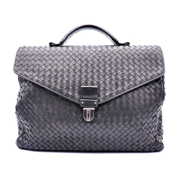 906013001002 1 Bottega Veneta Intrecciato Business Bag Leather Black