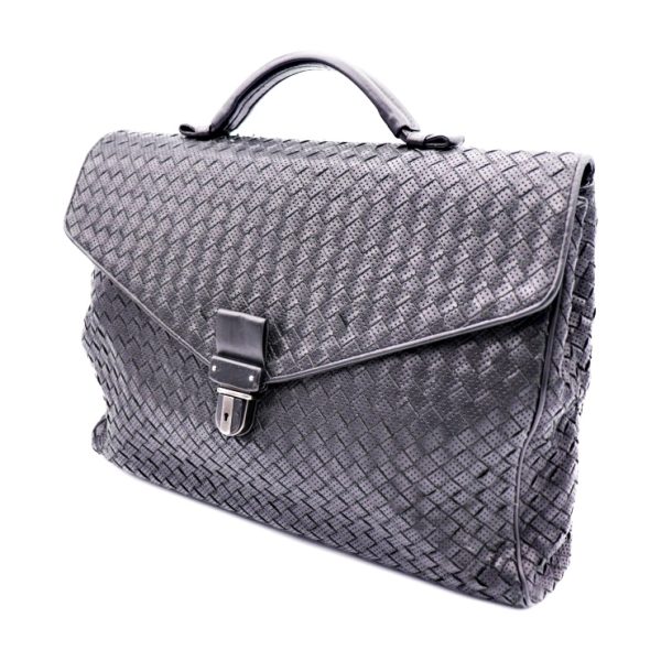 906013001002 2 Bottega Veneta Intrecciato Business Bag Leather Black