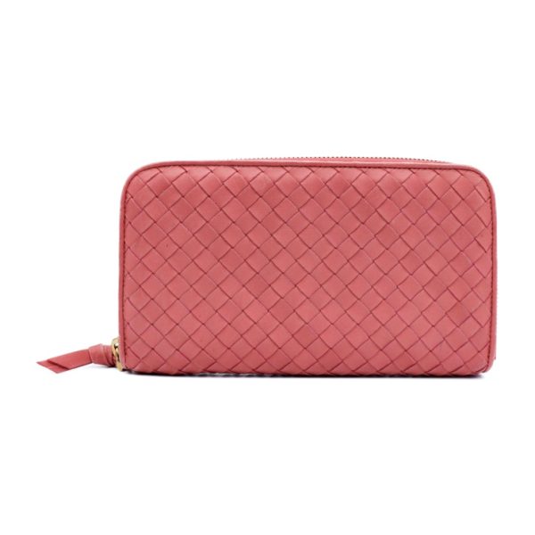 906033007073 1 Bottega Veneta Intrecciato Long Wallet Leather Pink