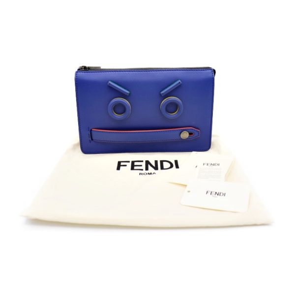 906033007082 9 Fendi Bag Bugs Leather Clutch Bag Blue Green