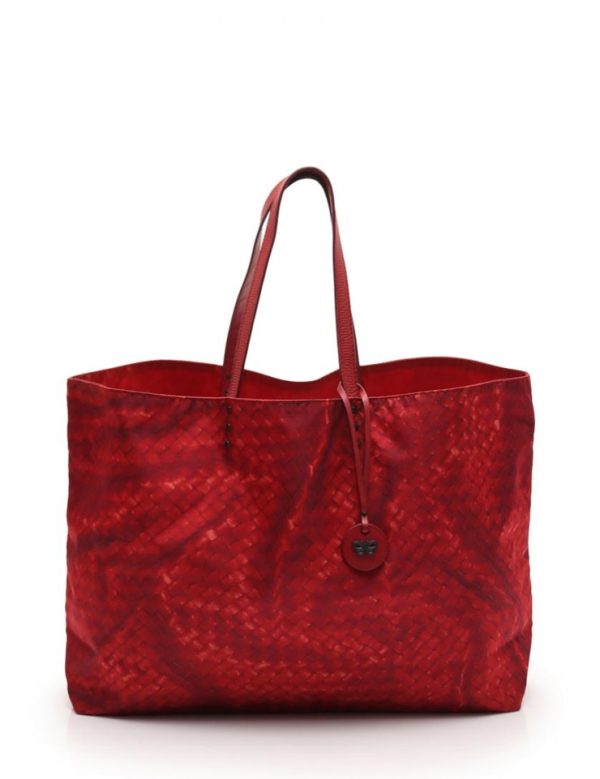 906083002065 1 Bottega Veneta Intrecciolusion Tote Bag Nylon Leather Red