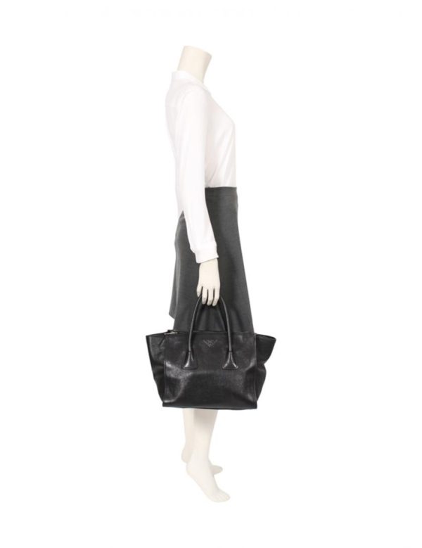 906083002066 9 Prada Glace Calf Shoulder Bag Black