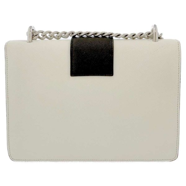 9074507 03 Prada Chain Shoulder Bag White Black