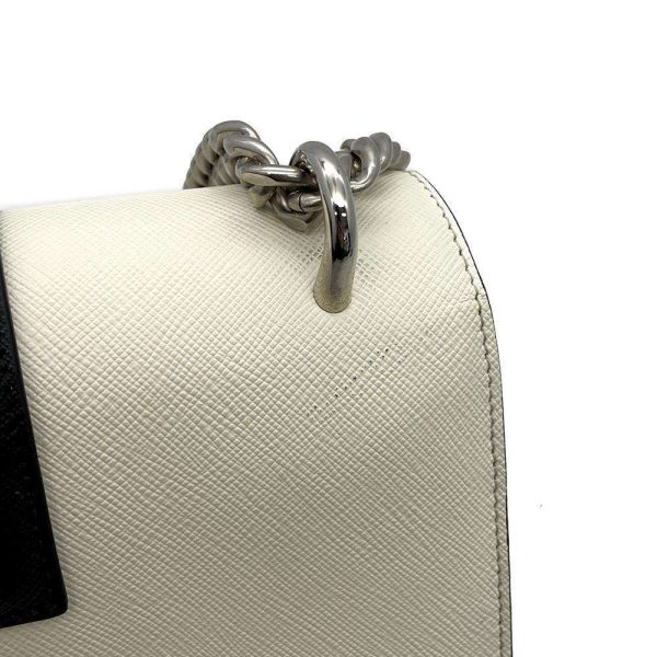 9074507 12 Prada Chain Shoulder Bag White Black