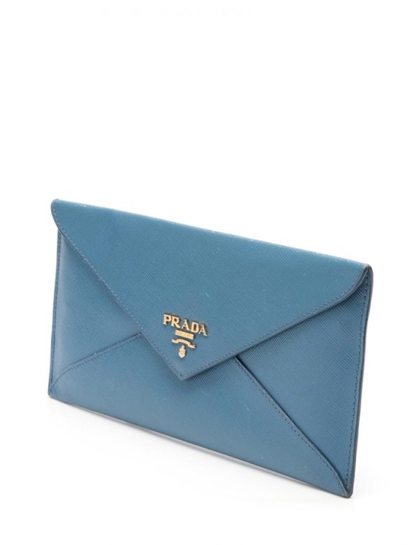 909061001015 2 Prada Leather Document Case Wallet Blue