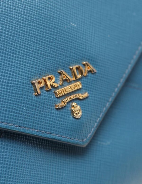 909061001015 7 Prada Leather Document Case Wallet Blue