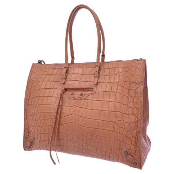 9109452 01 Balenciaga The Paper Matte Crocodile Tote Bag Pink