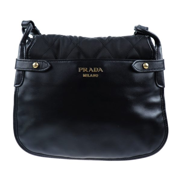 911123007166 3 Prada Nylon Leather Corsair Shoulder Bag Black