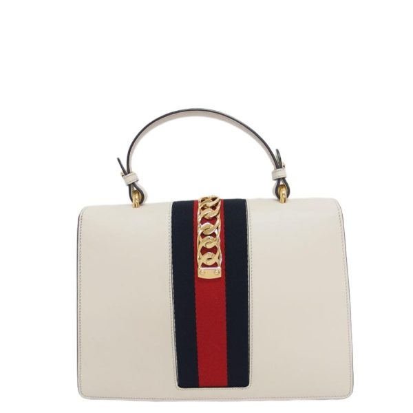 91113 2 Gucci Sylvie Leather Shoulder Bag White