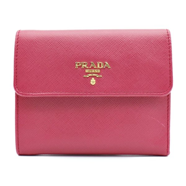 915013002115 1 PRADA Saffiano Tri Fold Wallet Pink