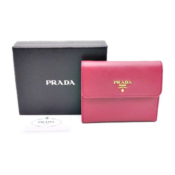 915013002115 7 PRADA Saffiano Tri Fold Wallet Pink