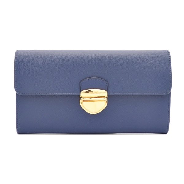 915013002171 1 PRADA Saffiano Shoulder Wallet Navy