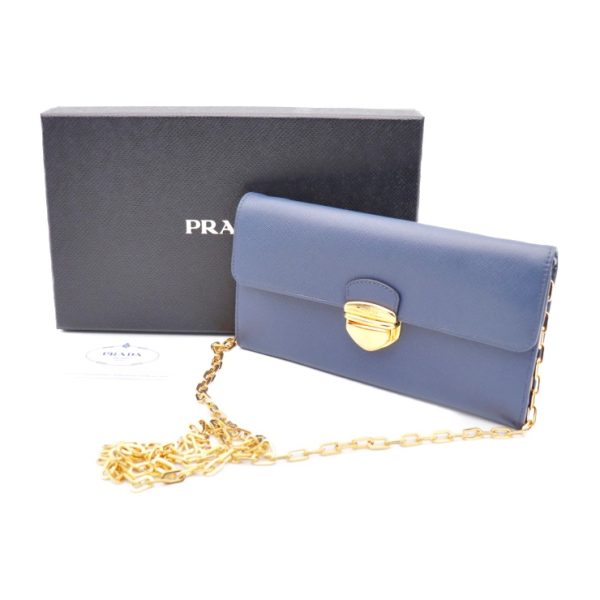 915013002171 9 PRADA Saffiano Shoulder Wallet Navy