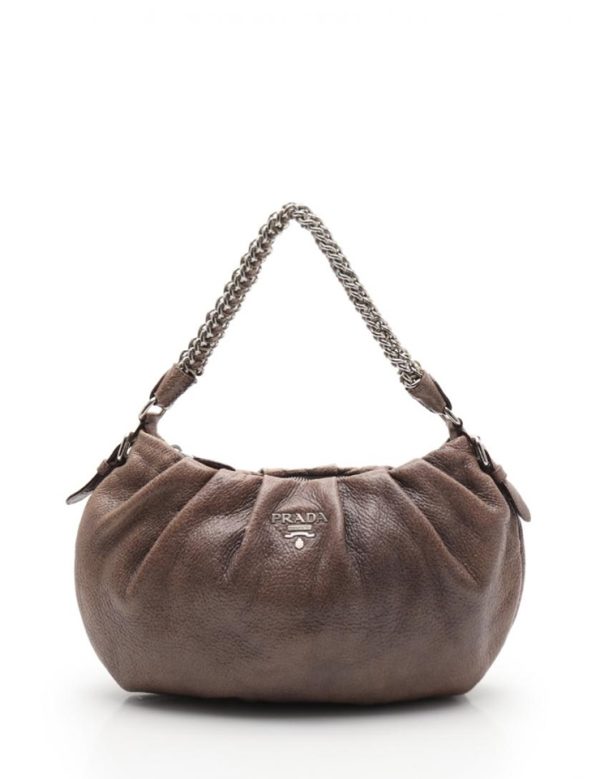 916103007204 1 Prada Leather Shoulder Bag Brown