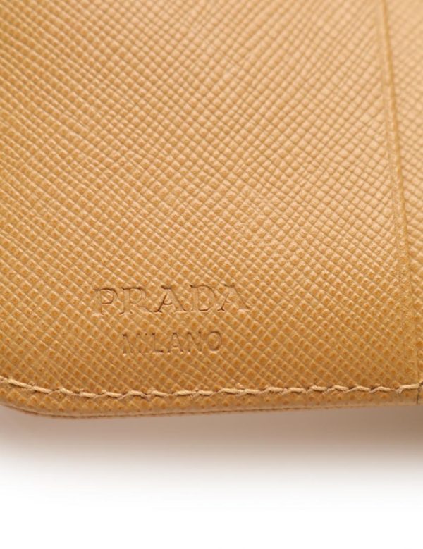 916103007205 5 Prada Leather Bifold Wallet Beige