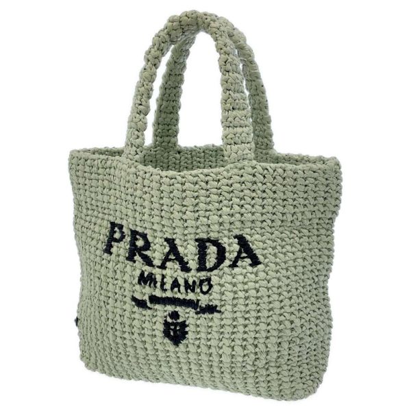 9164093 01 Prada Crochet Raffia Tote Bag black