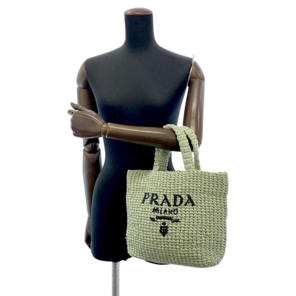 9164093 05 Prada Crochet Raffia Tote Bag black