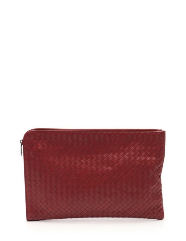 917093002103 1 Bottega Veneta Intrecciato Clutch Bag Leather Red