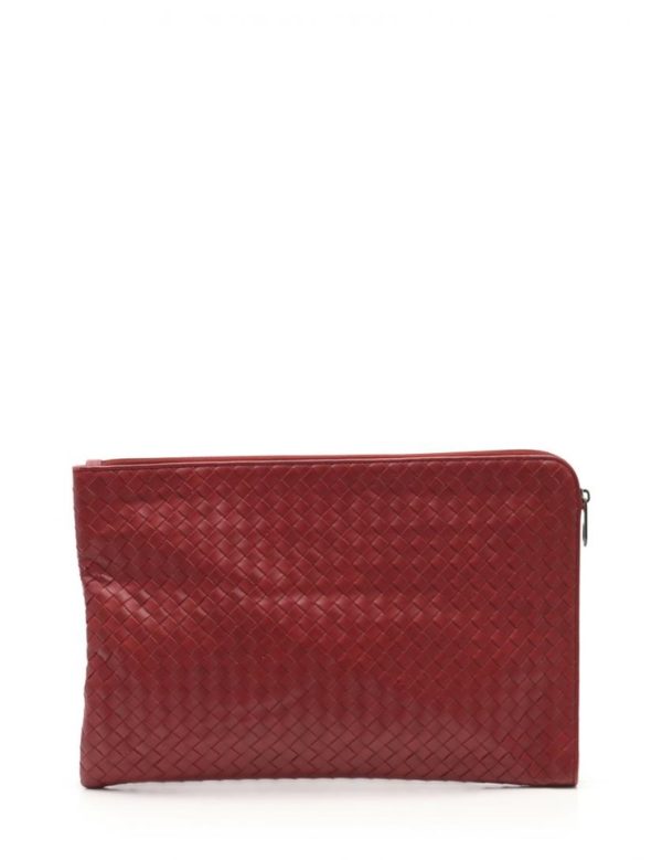 917093002103 3 Bottega Veneta Intrecciato Clutch Bag Leather Red