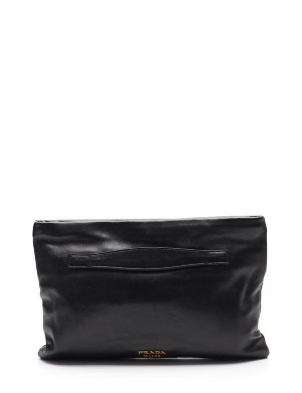 917123002197 3 Prada Nappa Leather Clutch Bag Black