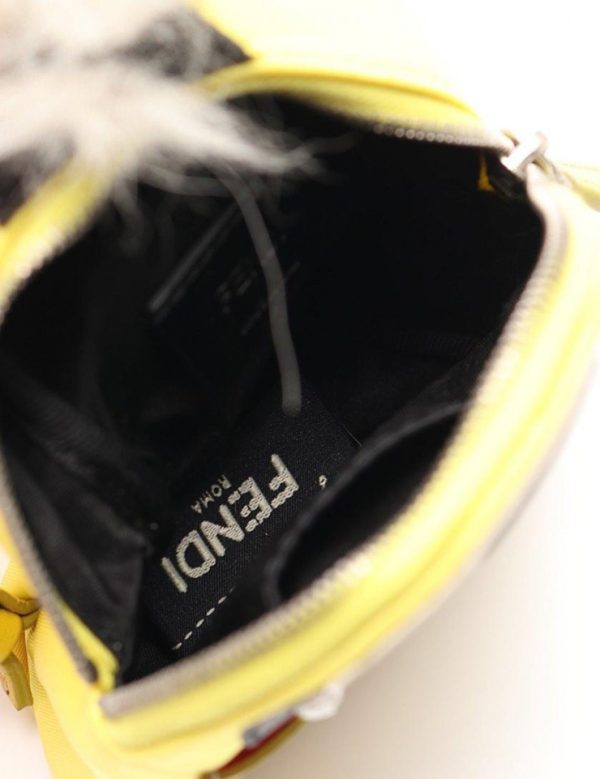 917123002223 4 Fendi Bag Bugs Nylon Leather Fur Back Charm Yellow Black