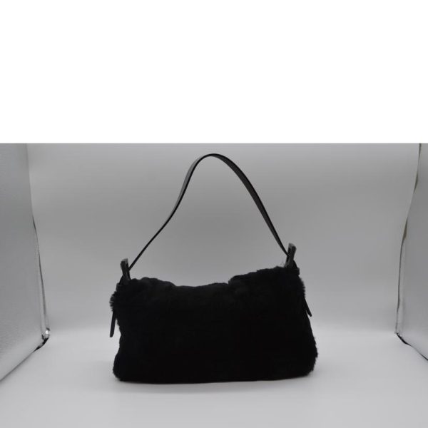 91734 2 Fendi Mamma Bucket Fur Leather Bucket Bag Noir