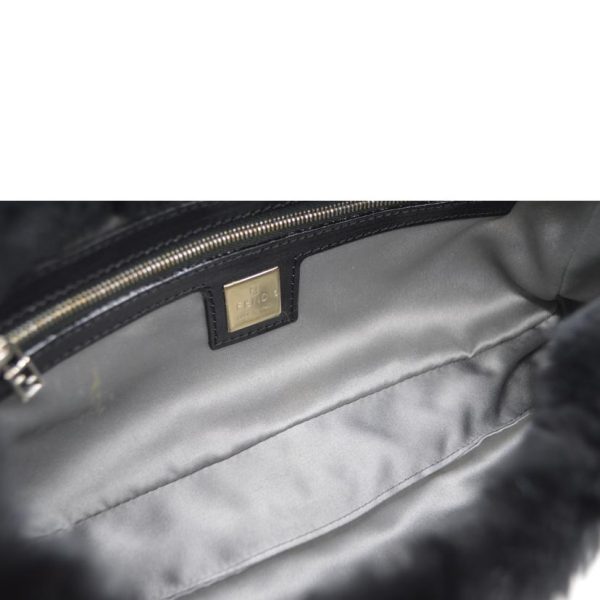 91734 5 Fendi Mamma Bucket Fur Leather Bucket Bag Noir