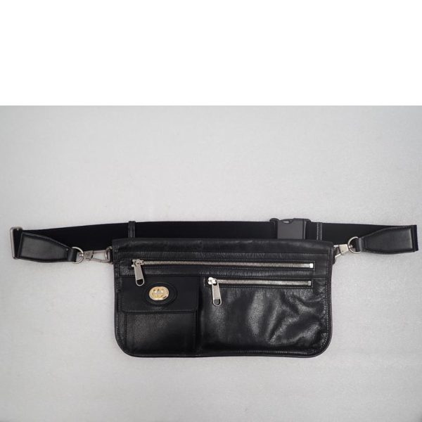 91800 2 Gucci Interlocking G Medium Leather Shoulder Bag Black