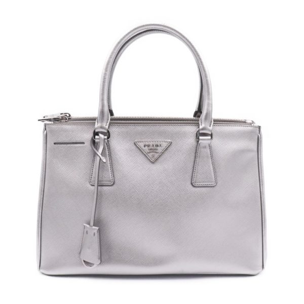 919023002178 1 PRADA Saffiano Shoulder Handbag Silver