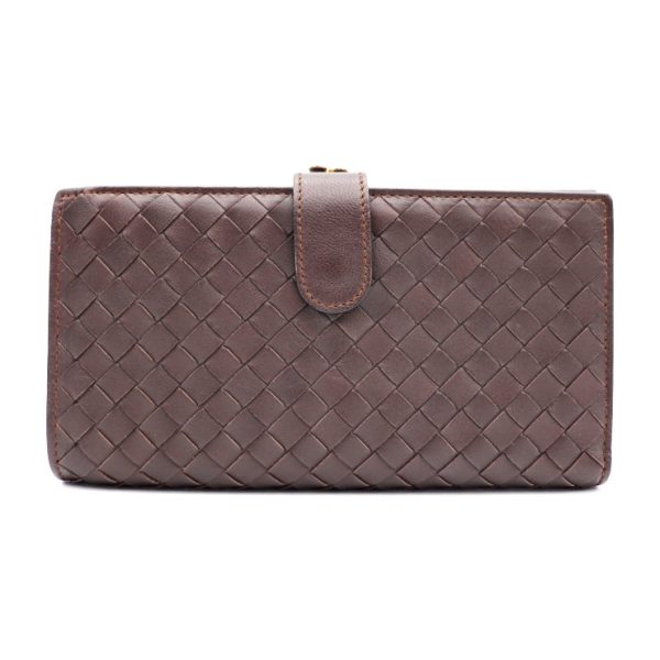 919033002198 1 Bottega Veneta Intrecciato Pouch Bifold Wallet Leather Dark Brown