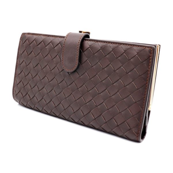 919033002198 2 Bottega Veneta Intrecciato Pouch Bifold Wallet Leather Dark Brown