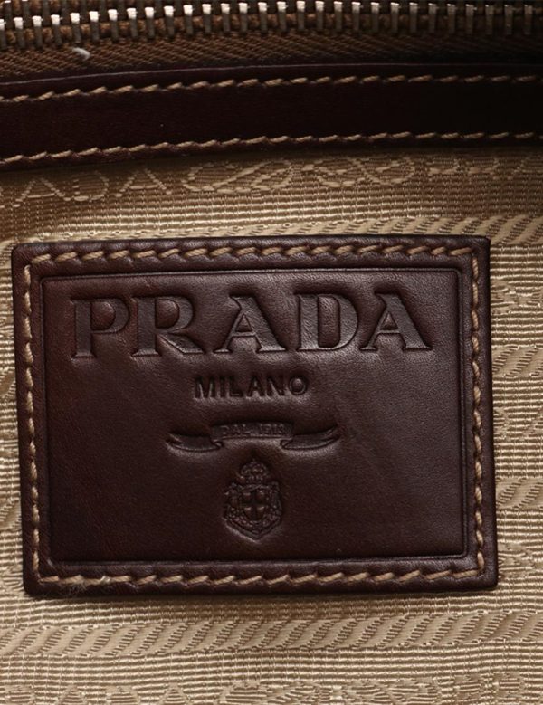 919063007271 6 Prada Jacquard Leather Mini Boston Handbag Beige Brown