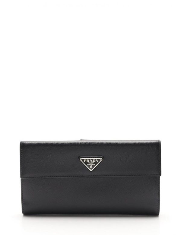 919113002203 1 Prada Saffiano Oro Long Wallet Black