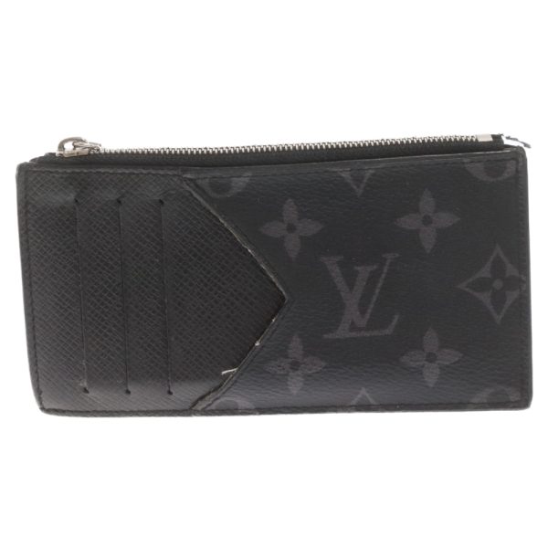 9224e060032 2 LOUIS VUITTON Monogram Coin Card Holder Canvas Black