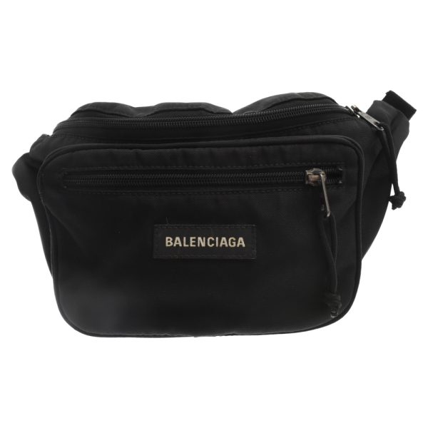 9224f100062 1 BALENCIAGA Logo Waist Bag Leather Black