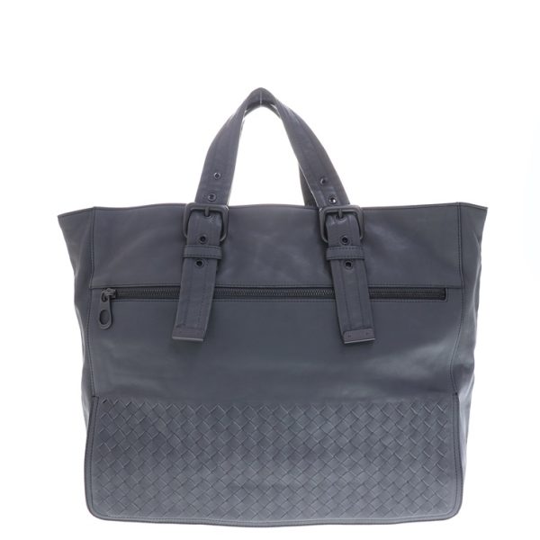 923103007286 1 Bottega Veneta Intrecciato Tote Bag Leather Gray