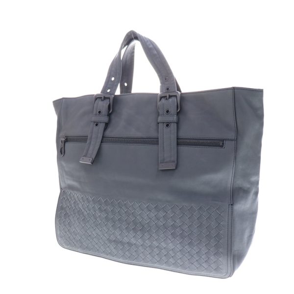 923103007286 2 Bottega Veneta Intrecciato Tote Bag Leather Gray