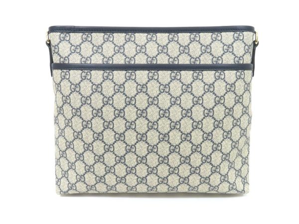 9231201601 02 Gucci Supreme Leather Messenger Shoulder Bag Beige Navy