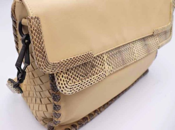 927023007308 6 Bottega Veneta Intrecciato Shoulder Bag Python Leather Beige