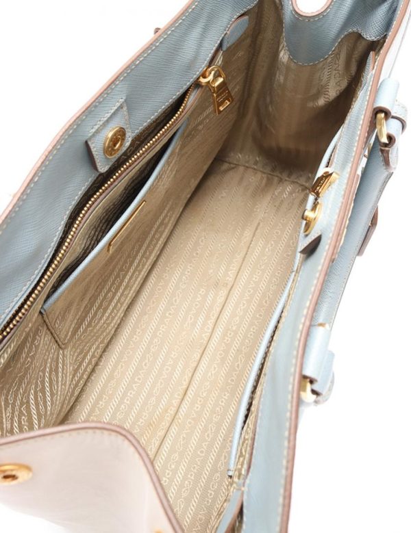 927083002180 5 Prada Leather Handbag Light Blue Ivory