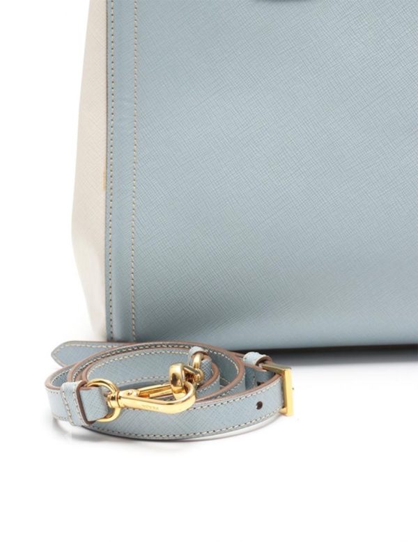 927083002180 8 Prada Leather Handbag Light Blue Ivory