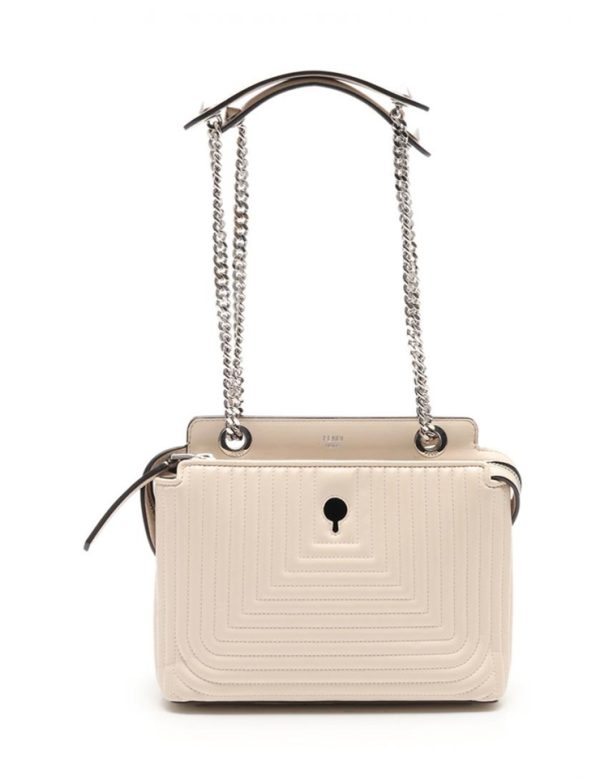 927083002184 1 Fendi Click Chain Nappa Leather Shoulder Bag Ivory