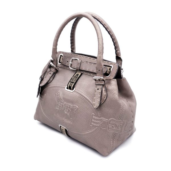 929013002365 2 Fendi Selleria Leather Handbag Gray