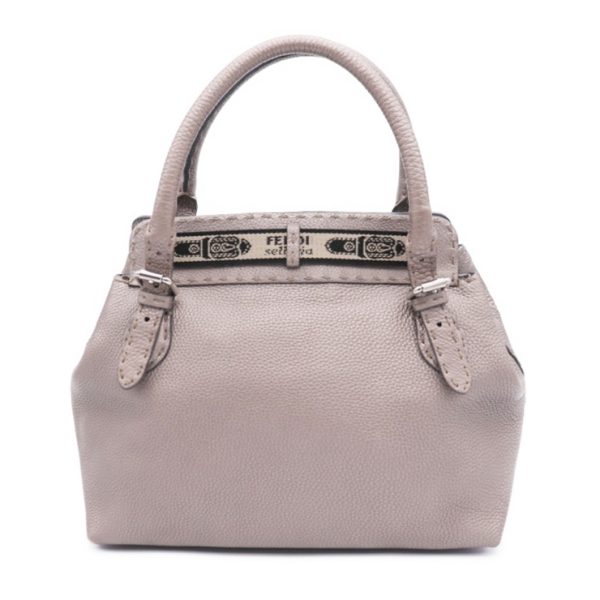 929013002365 3 Fendi Selleria Leather Handbag Gray