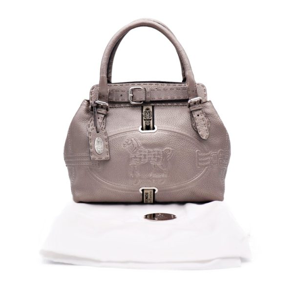 929013002365 8 Fendi Selleria Leather Handbag Gray