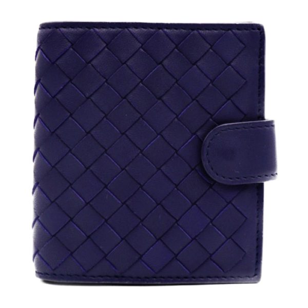 929053007428 1 Bottega Veneta Intrecciato Bifold Wallet Leather Blue Purple