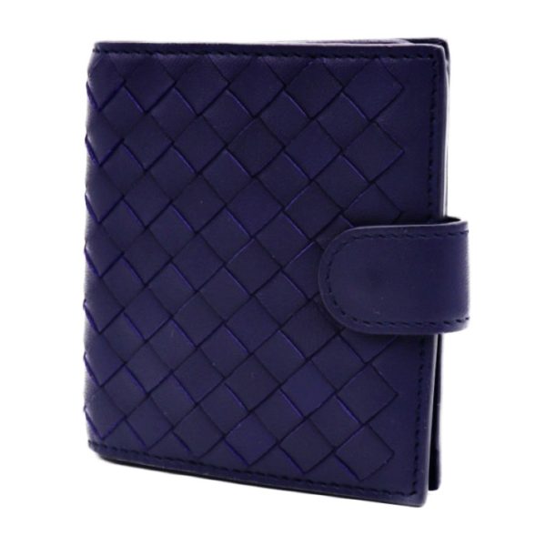 929053007428 2 Bottega Veneta Intrecciato Bifold Wallet Leather Blue Purple