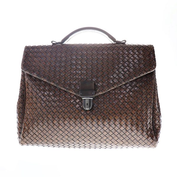 930103007358 1 Bottega Veneta Intrecciato Briefcase Leather Brown