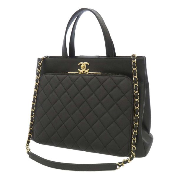 9321519 01 Chanel Tote Bag Affinity Matelasse Coco Mark Caviar Skin Shoulder Black