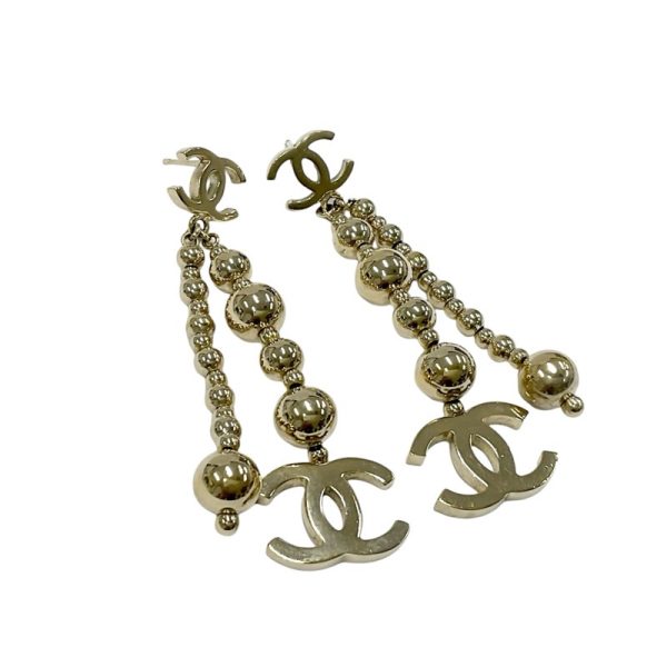 9325 1 Chanel Coco Mark Ball Earrings Gold